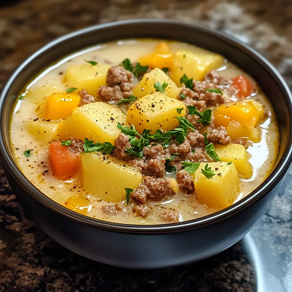 Cheesy Hamburger Potato Soup