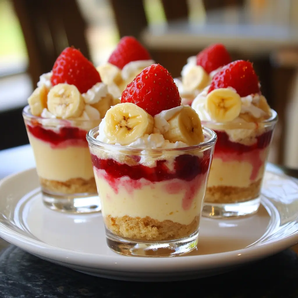 Banana Strawberry Pudding Cheesecake Cups