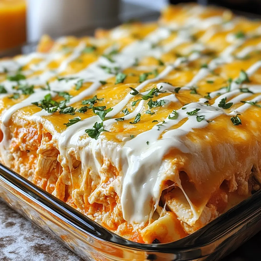 Cheesy Buffalo Chicken Lasagna with Ranch Drizzle