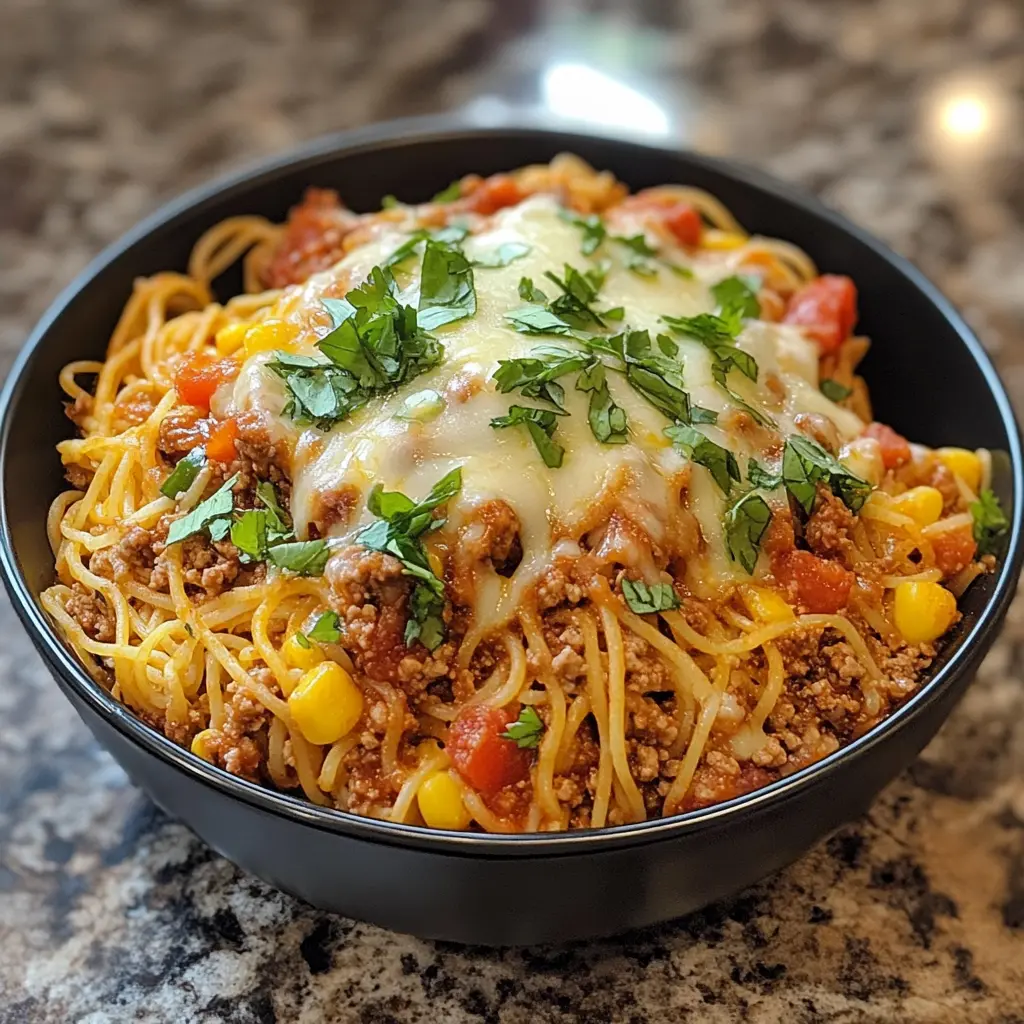 Cheesy Taco Spaghetti