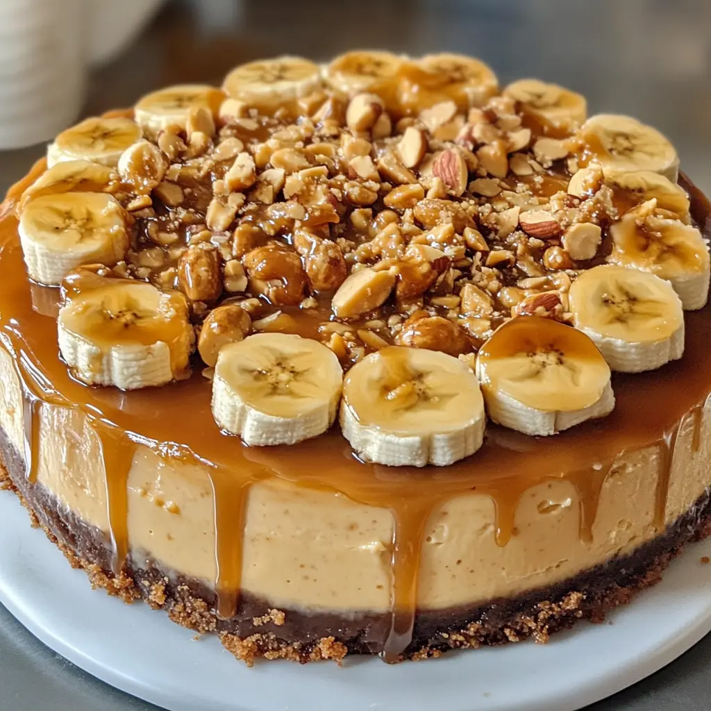 Easy Banana Caramel Peanut Butter Cheesecake