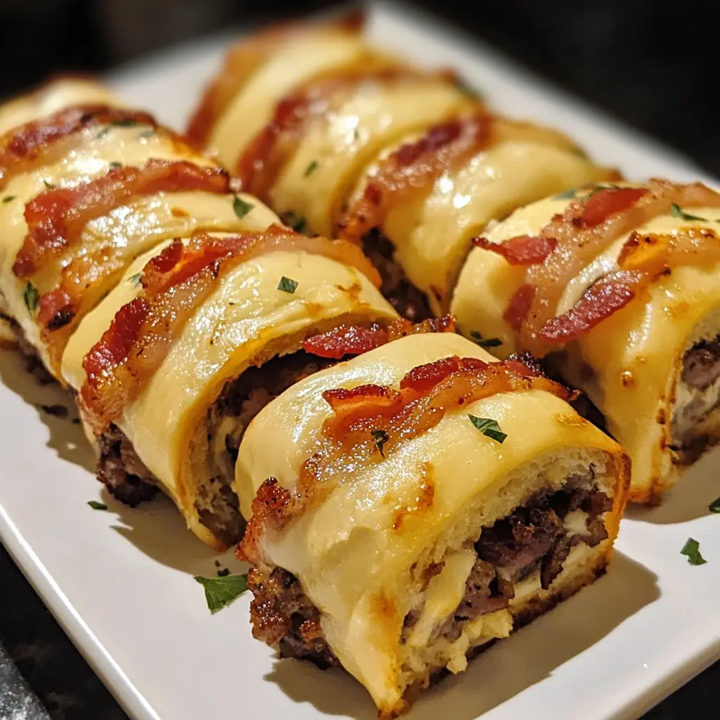 Garlic Butter Bacon Cheeseburger Rollups