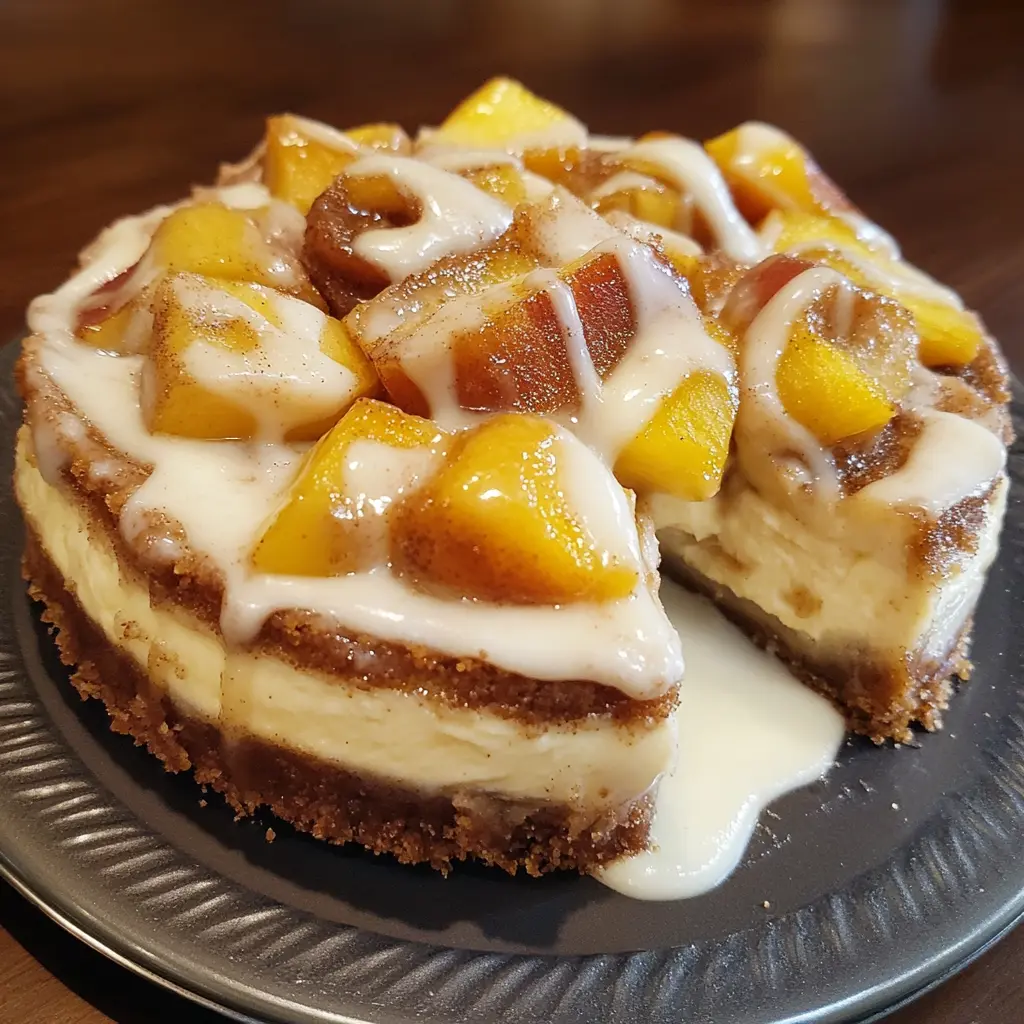 Peach Cobbler Cinnamon Roll Cheesecake Recipe