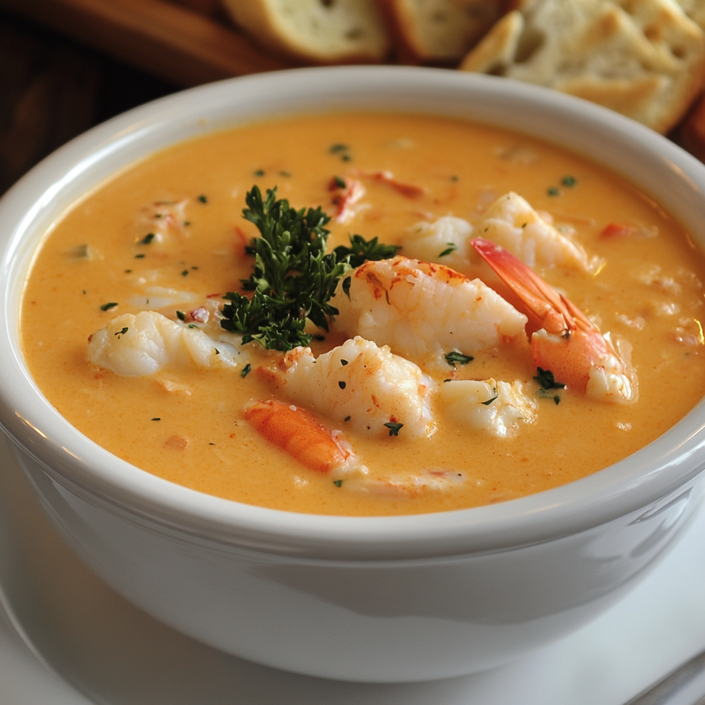 Seafood Bisque with Crab, Shrimp, and Lobster