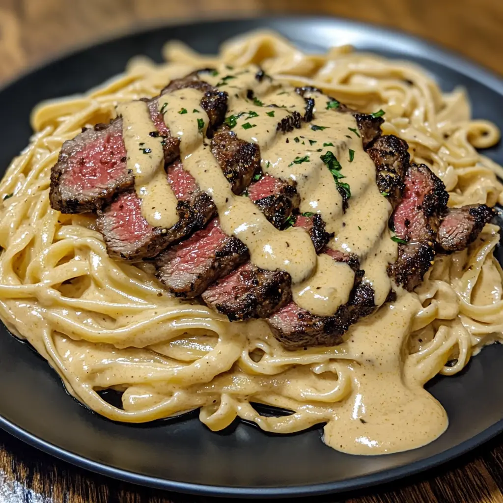 Spicy Cajun Steak with Creamy Alfredo Pasta