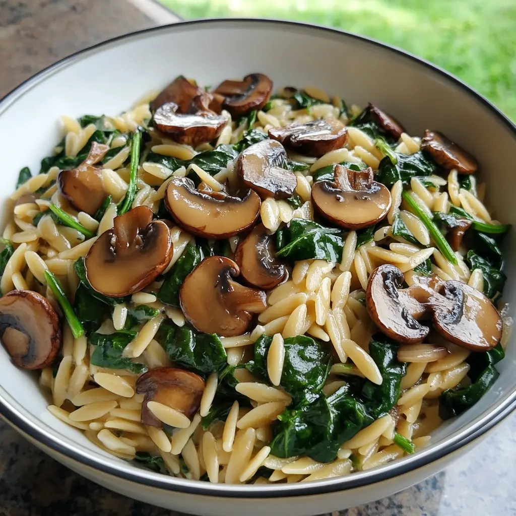 Creamy Spinach Mushroom Orzo