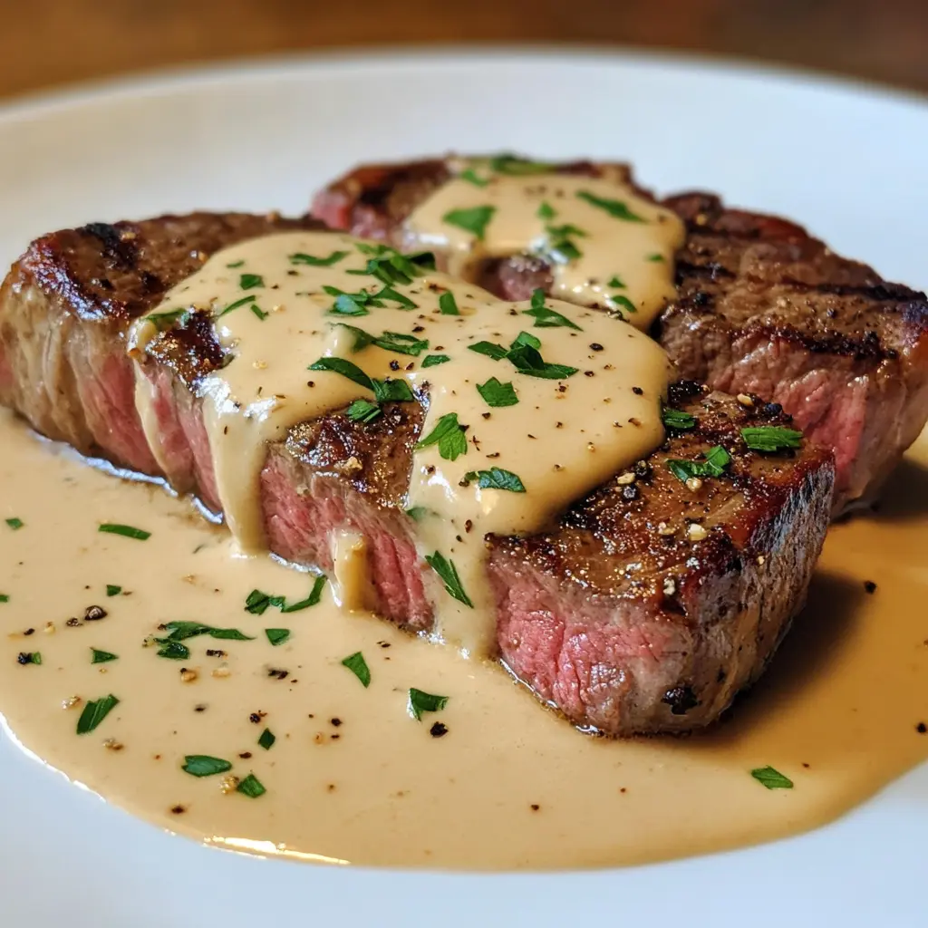 Steak with Garlic Cream Sauce