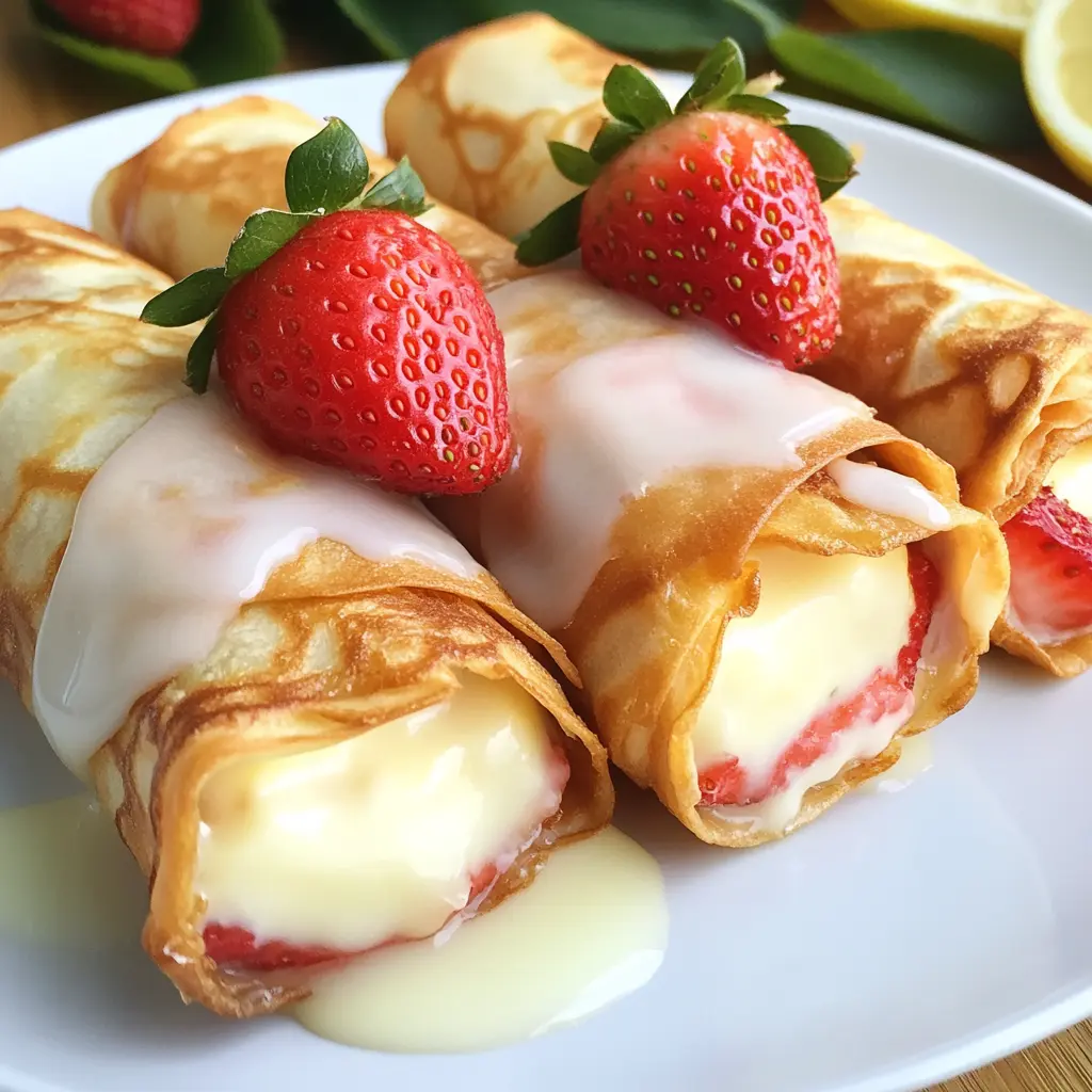 Strawberry Cheesecake Egg Rolls with Lemon Glaze