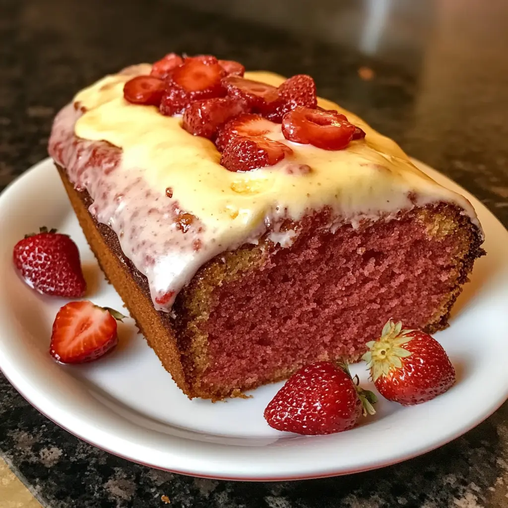 Strawberry Honeybun Cake with Strawberry Cream Icing